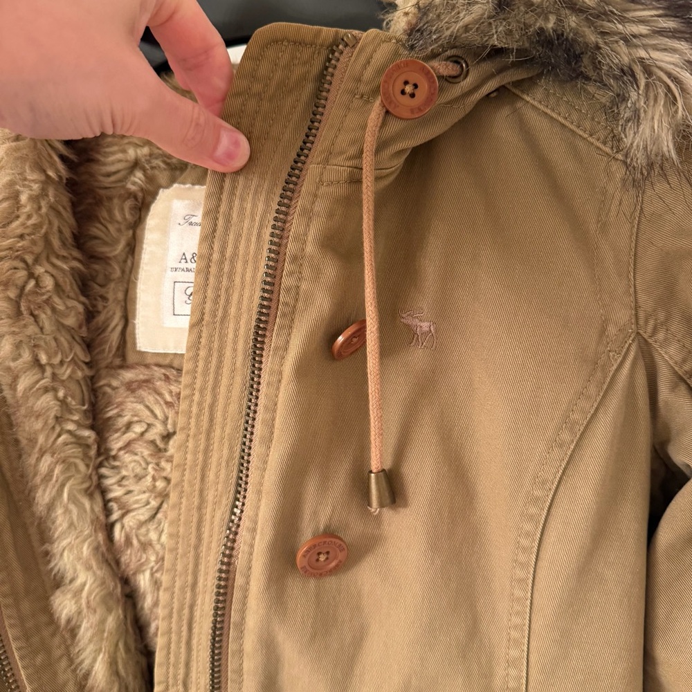Vintage Y2K Abercrombie & Fitch 2000s Faux Fur Lined + Hooded Jacket - Picture 2 of 8